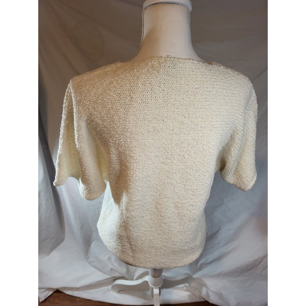 Vge Campus Casuals Rayon Blend Short Sleeve‎ Sweater Size M Floral - Picture 4 of 5